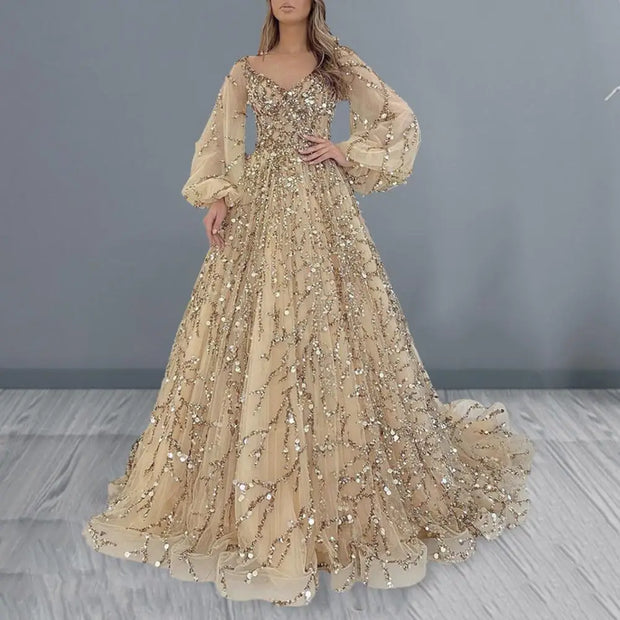 Elegantes Frauenkleid mit V-Ausschnitt und schmaler Passform