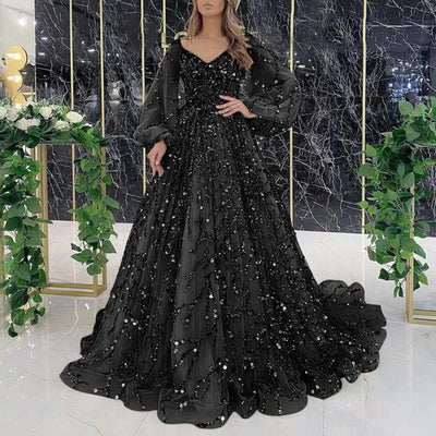 Elegantes Frauenkleid mit V-Ausschnitt und schmaler Passform